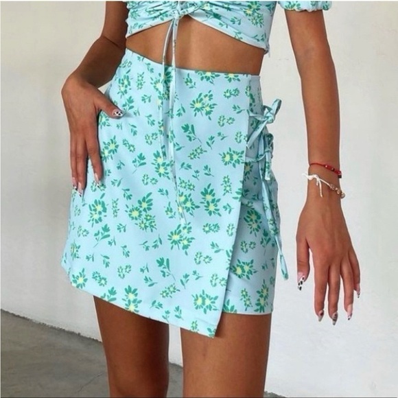 Zara Floral Bow Skort Skirt Mini - Picture 8 of 10